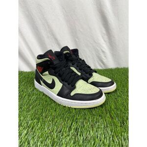 Size 7.5w/6y - Air Jordan 1 SE Mid Black‎ Barely Volt Women CLEAN